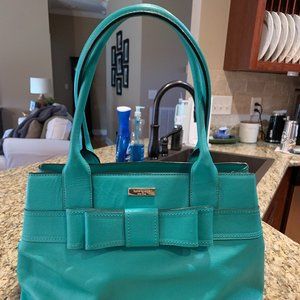 Kate Spade Large Turquoise Bow Handbag Quinn Villabella Bag Purse